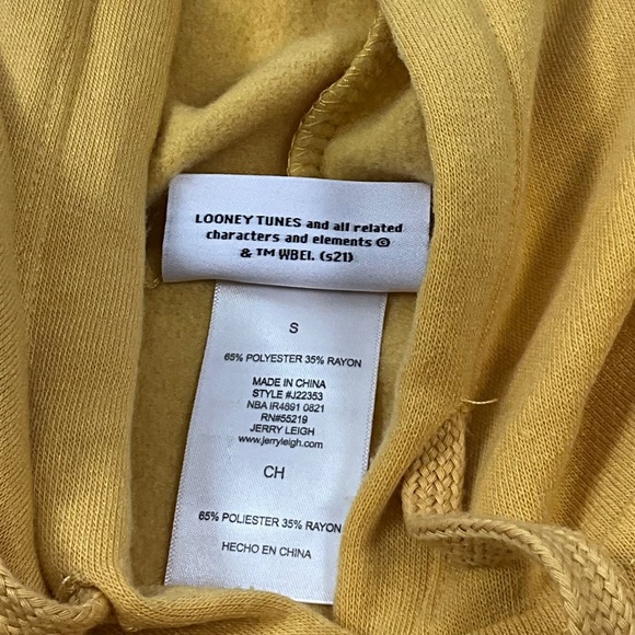 Vintage Looney Tunes Tweety Bird Yellow Hoodie Graphic Pullover Sweatshirt Small - Picture 13 of 13